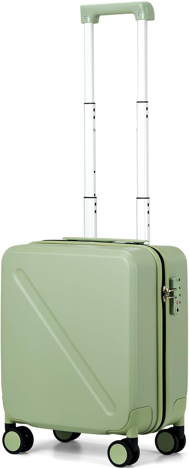 MILADA Underseat Carry On Luggage With Wheels 16 Inch Small Suitcase Underseat Carry On bag Mini Travel Luggage Personal Item Hard Case Luggage TSA Approved Luggage,Bamboo Green