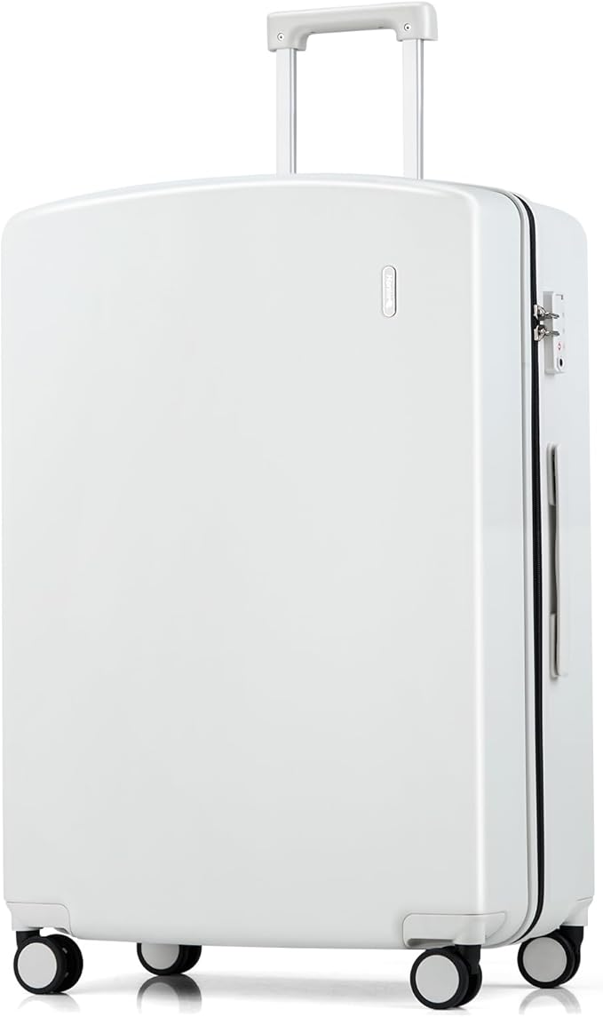 Hanke 28 Inch Luggage with Spinner Wheels Lightweight PC Hard Shell Suitcases, Large Checked Luggage with TSA Lock, Hardside Checked-Large 28" Rolling Suitcases for Travel(Smoke White)