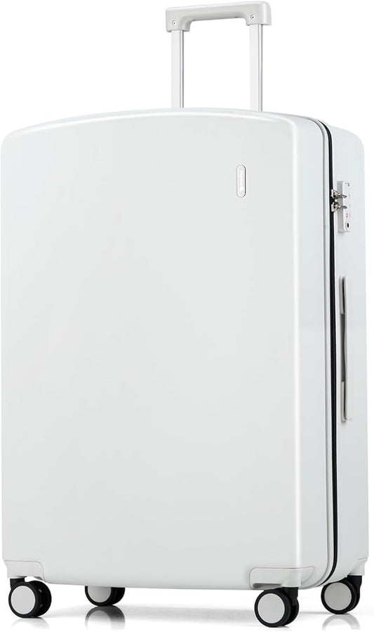 Hanke 28 Inch Luggage with Spinner Wheels Lightweight PC Hard Shell Suitcases, Large Checked Luggage with TSA Lock, Hardside Checked-Large 28" Rolling Suitcases for Travel(Smoke White)