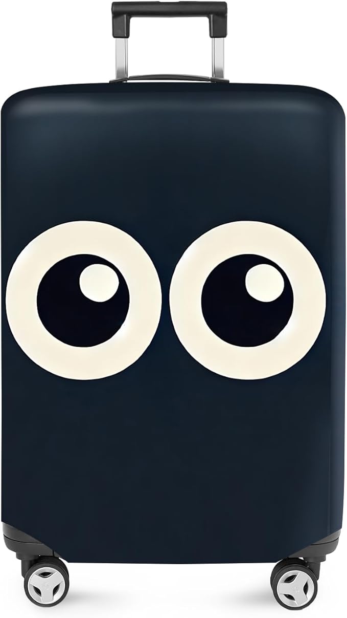 ANNA QUEEN Navy Blue Cartoon Eyes Luggage Cover, Funny Suitcase Protector for 32-34 Inch Luggage, Stretchable & Washable Travel Cover, Cute, Durable & Easy to Spot