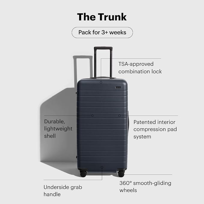 Away Large Trunk Luggage, 31 Inch Hardside Suitcase with Spinner Wheels, Lightweight & Durable, TSA Lock, Ideal for Long Trips, Jet Black