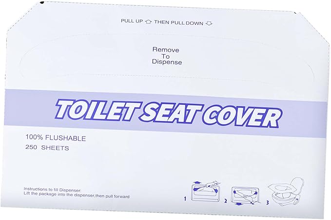 1 Pack (250 Pieces) Disposable Toilet Seat Covers Flushable Paper Toilet Seat Cover for Bathroom, Hotels, Travel, Kids or Adults