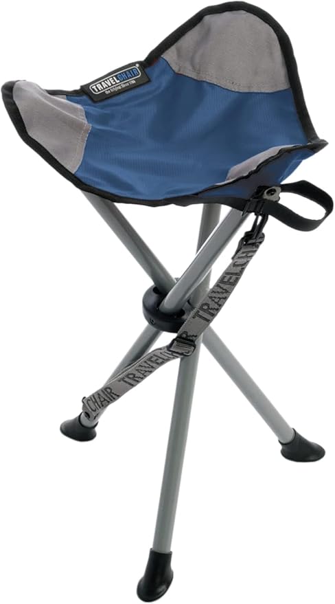 Travel Chair Slacker Tripod Chair for Camping, Lightweight Chair, Adjustable Carry Strap for Easy Transport | Oversized Duck Feet for Improved Stability | Perfect for Outdoor Adventures (Blue)