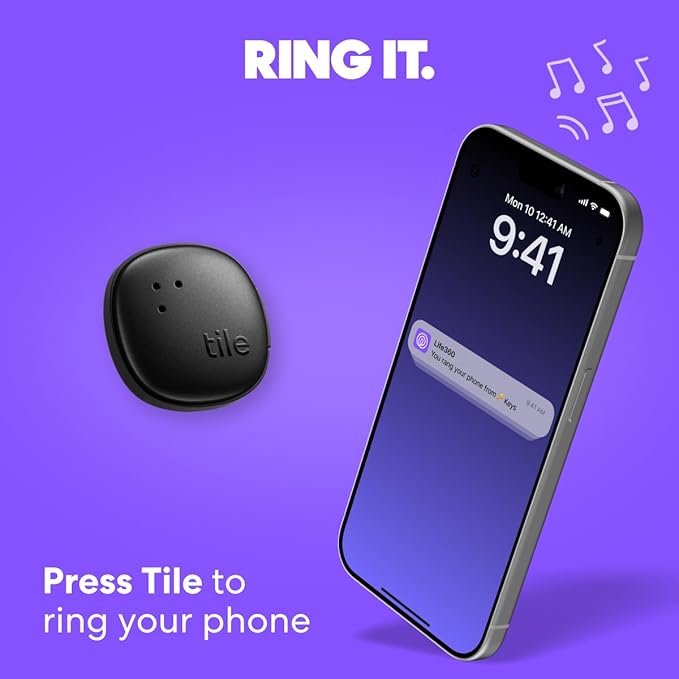 Tile by Life360 Sticker - Small Bluetooth Tracker, Remote Finder and Item Locator for Bikes, Glasses and More. Both iOS and Android Compatible. Phone Finder. 2-Pack (Black)