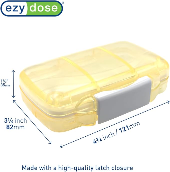 EZY DOSE Moisture-Proof Pill Case, Medicine Planner, Vitamin Organizer Box, Travel-Friendly, Latch-Closure to Secure Contents, 7 Individual Compartments Multiple Sizes with Tight Seal, Medium, Cream