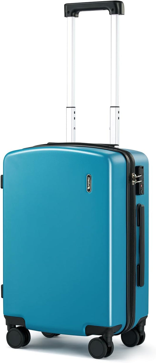 Hanke 20 Inch Hard Shell Suitcases with Spinner Wheels, Lightweight Carry On Luggage 22x14x9 Airline Approved Built-in TSA Lock, Durable Suitcase Rolling Luggage Carry-On Bag(Caribbean Blue)
