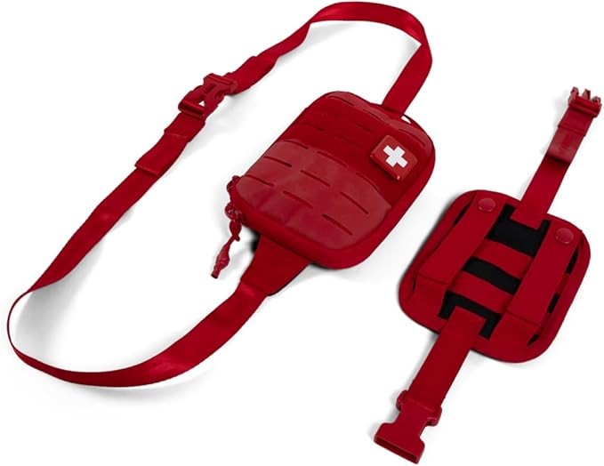 My Medic Sidekick - Camping Hiking and Backpacking First Aid Kit - 70 Items - HSA and FSA Eligible - Small Ifak Great for Travel or Motorcycle - Portable Emergency Kit – Red