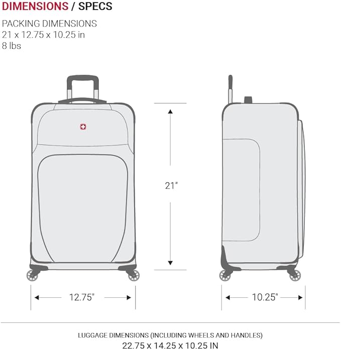 SwissGear Sion Softside Expandable Luggage, Evergreen, Carry-On 21-Inch