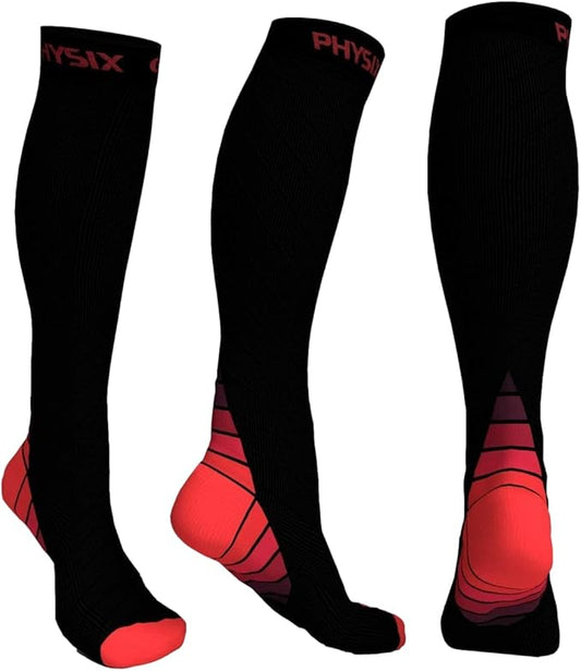 Physix Gear Compression Socks 20-30 mmHg - Men & Women - Running, Nurses, Shin Splints, Flight, Travel