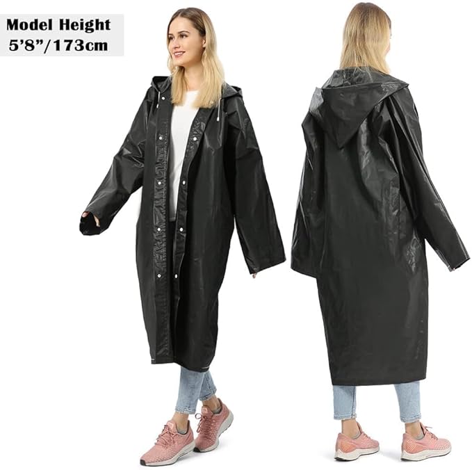 Opret 2 Pack Raincoats for Adults Reusable, EVA Rain Ponchos Lightweight Rain Coat Waterproof Rain Gear for Men and Women