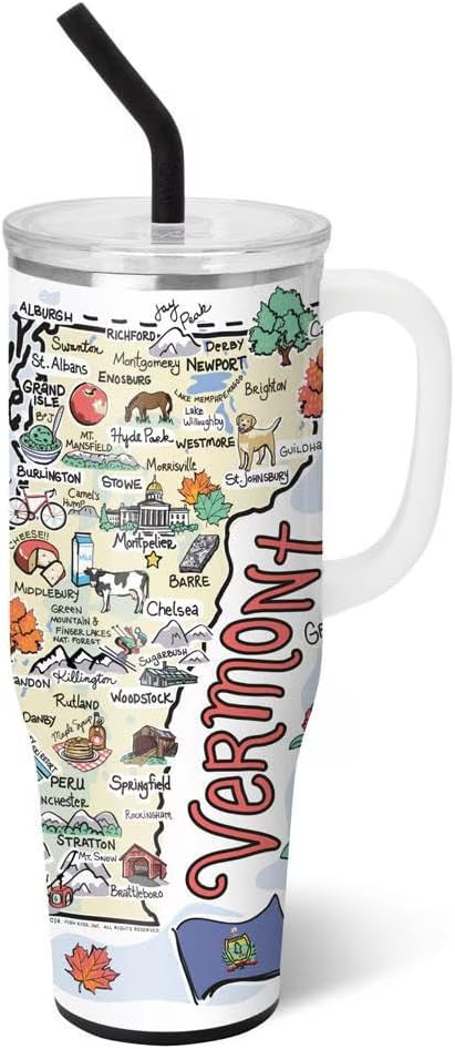 Swig Life 40oz Mega Mug, 40oz Tumbler with Handle and Straw, Extra Large Insulated Tumblers, Cup Holder Friendly Travel Mug (Vermont)