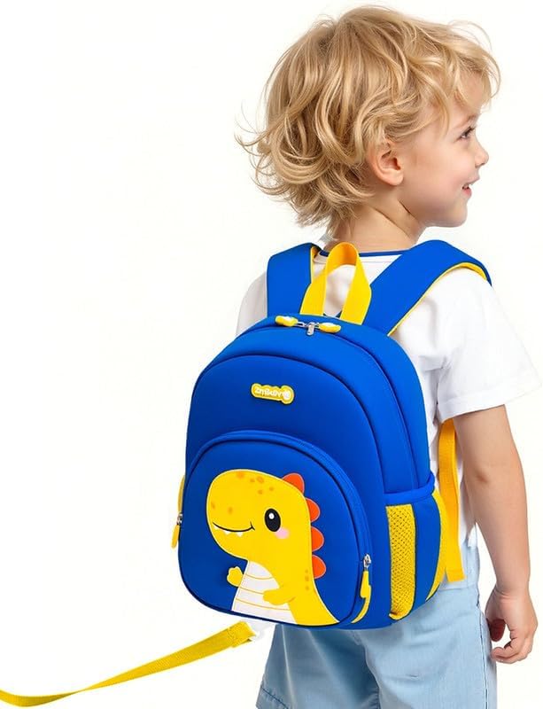 Padgene Toddler Harness Backpacks Safety Leash Kids Anti Lost Kindergarten Preschool Backpack Neoprene Lightweight Animal Schoolbag 3D Cartoon Dinasour Mini Travel Bag for Boys Girls Ages 3-5
