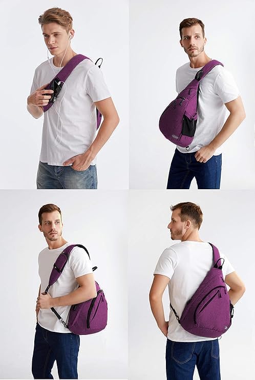 Water-Proof Sling bag/Crossbody Backpack/Shoulder Bag with USB Charging Port for Travel, Hiking, Cycling, Camping