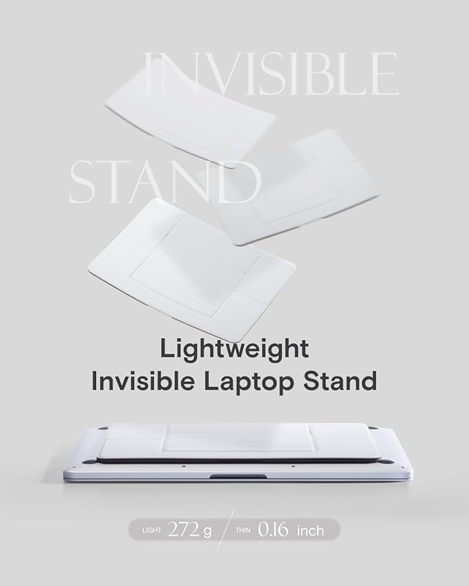 MOFT Invisible Laptop Stand for Desk, Stick-Free Tablet and Computer Stand with Dual-Angle, Foldable&Portable Laptop Riser Holder, Fits 13"+ Tablets & 15"+ Laptops, Space Gray (Non-Adhesive Version)