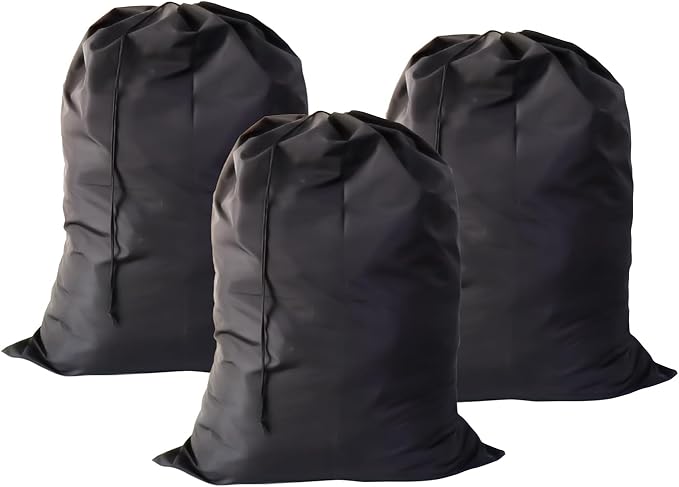 Extra Large Laundry Bag 3 Pack, Black, Travel Laundry Bags with Drawstring Closure, 30"x40", for college, dorm and apartment dwellers (3PCS Black)