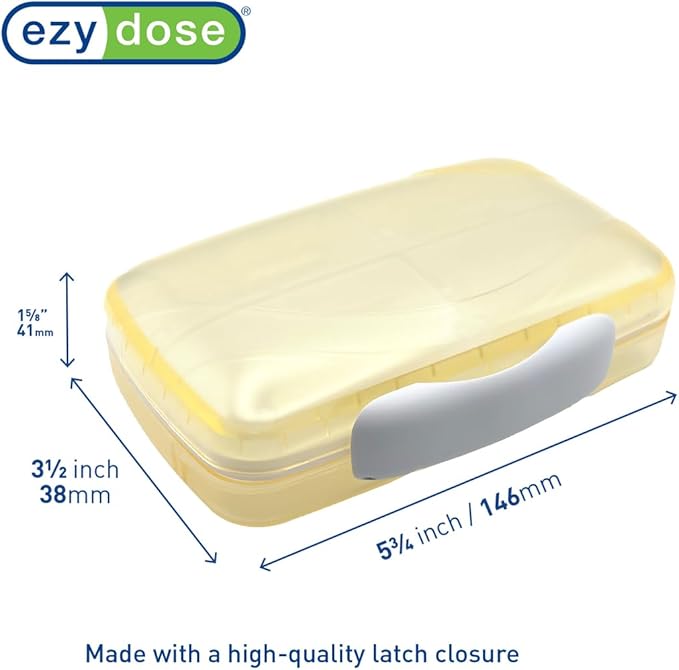EZY DOSE Moisture-Proof Pill Case, Medicine Planner, Vitamin Organizer Box, Travel-Friendly, Latch-Closure to Secure Contents, 8 Individual Compartments of Multiple Sizes with Tight Seal, Large, Cream