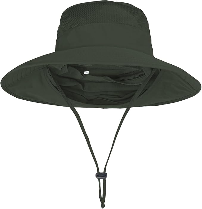 Sun Hats for Men Women Fishing Hat UPF 50+ Breathable Wide Brim Bucket Hats Summer UV Protection Safari Hat with Neck Flap