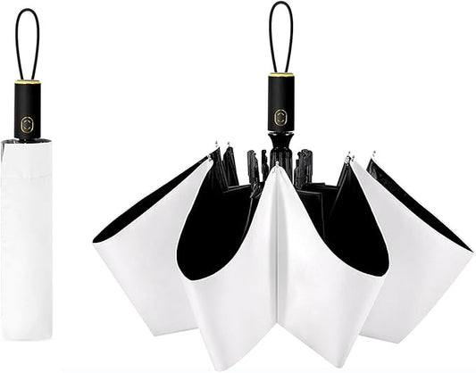 Cuby UV Sun Umbrella Compact Folding Umbrella lightweight Portable Manual Travel Umbrella for Rainproof & 99% UV Protection with Black Anti-UV Coating