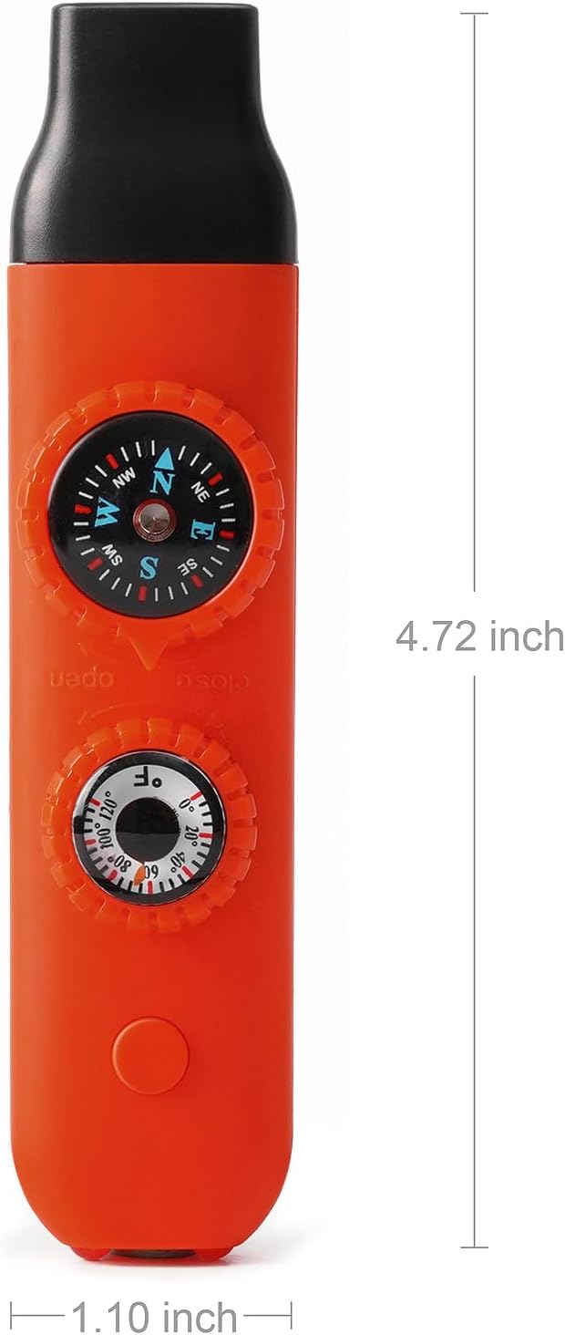Emergency Survival Safety Whistle，Whistle for Kids with Lanyard,Compass,Thermometer,Ideal for Kayaking, Boating, Hiking, Camping, Climbing