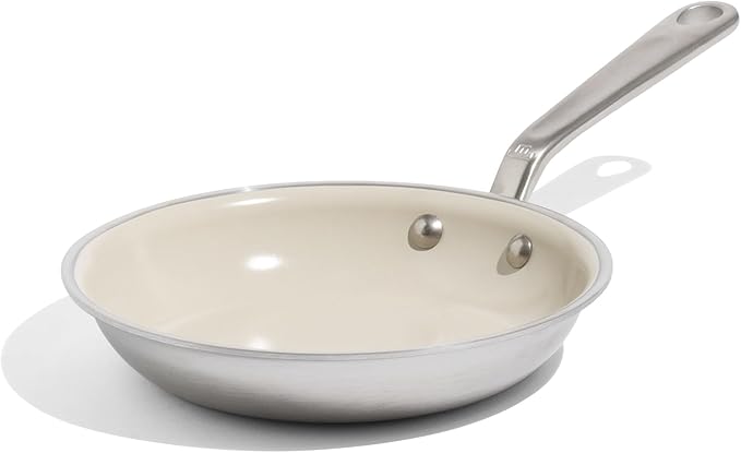 Made In Cookware - 8" Ceramic Non Stick Frying Pan (Stainless Handle) - 5-Ply Stainless Clad with Stay-Cool Handle - Professional Cookware - Induction Compatible