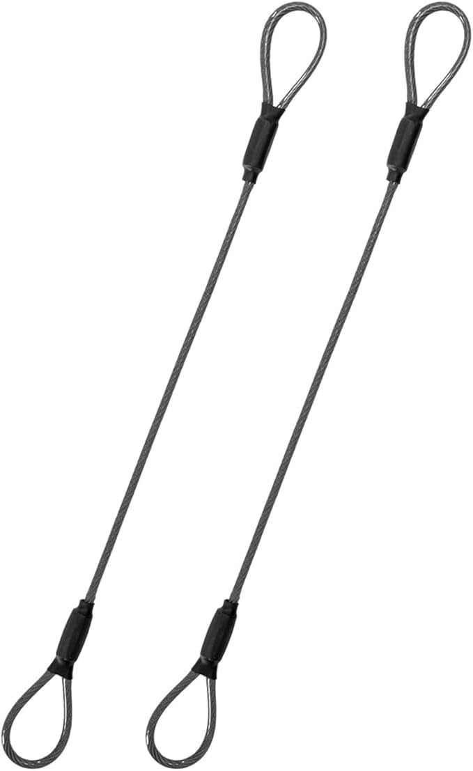 3.3mm Steel Wire Rope Outdoor Travel Security Cable Lock,Braided Steel Coated Safety Cable Luggage Lock,Safety Cable Wire Rope Chain Lock Double Loop Lightweight (Black, 24in/2Pcs)