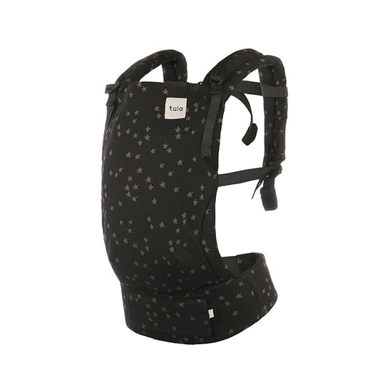 Baby Tula Cotton Free-to-Grow Baby Carrier - Adjustable, Comfortable, Newborn to Toddler Carrier - Ergonomic Fit for 7lbs to 45lbs - Back & Front Carry Options - Discover (Black/Stars)