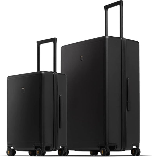 LEVEL8 Luggage Sets 2 Piece, 20/28 inch Hardshell Suitcases Sets, Lightweight Luminous Textured Hardside with Spinner Wheels, Tsa Lock, 2-Piece Set (20/28), Black