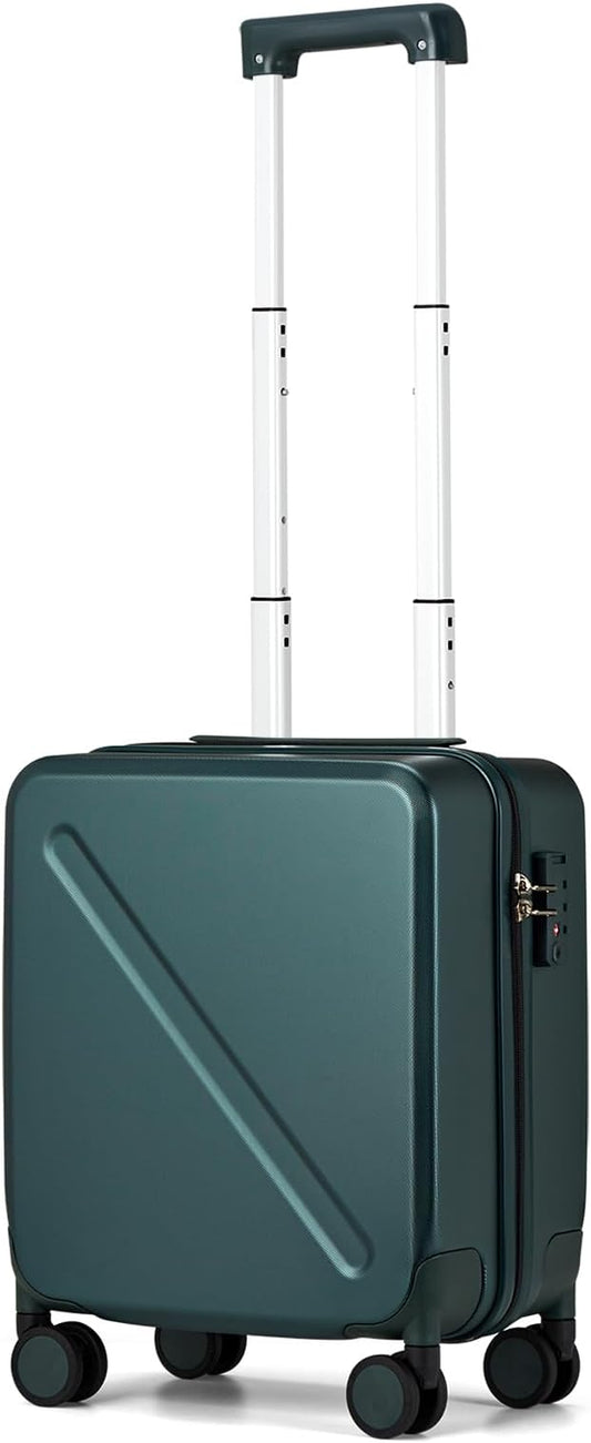 MILADA 16 Inch Underseat Carry On Luggage With Wheels Underseat Carry On Bag Small Suitcase Personal Item Hard Shell Suitcases Mini TSA Approved Carry On Luggage, Blackish Green