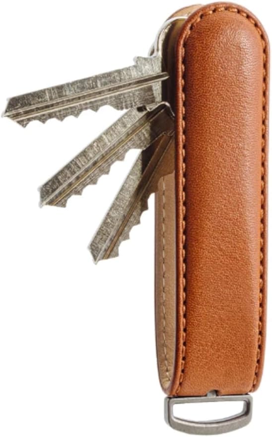 Jibbon Italian Premium Leather Key Organizer - Stylish Key Holder with Marine Grade 316 Stainless Steel, Compact EDC Keychain