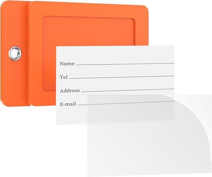 Gostwo 2 Pack Luggage Tags for Suitcases, 26 Initial Letter Travel Luggage Baggage Identification Labels ID Tag Fully Bendable Tags with Stainless Steel Loop (Orange) (Letter M)