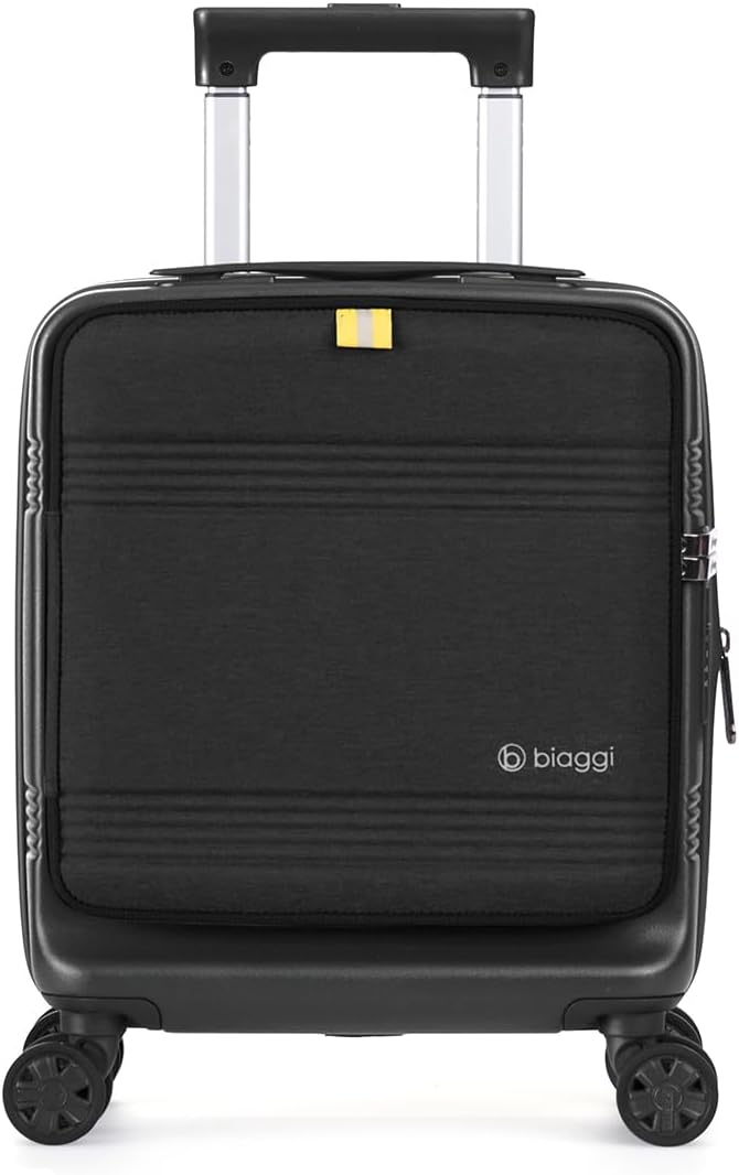 biaggi Runway Hybrid Expandable Underseat Carry-On – Lightweight TSA-Approved Polycarbonate Travel Bag, Perfect for Getaways & Long Weekends (Expandable Underseater, Black)