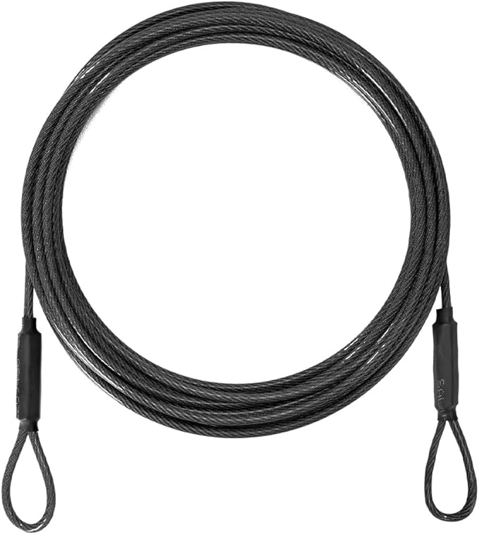 3.3mm (1/8 Inch) Outdoor Travel Stainless Steel Security Cable-15ft Luggage Lock Safety Wire Flexible Steel Wire Rope with Double Loop Safety for Luggage, Bike, Lock(Black, 15ft-(1Pack)