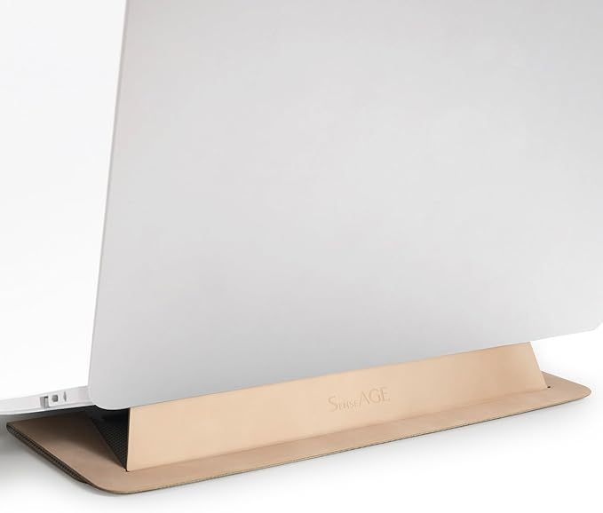 SenseAGE Laptop Stand for Desk, Office, Ergonomic Notebook Stand, Foldable & Portable Travel FlatStand, Lightweight, Anti-Slip, Compatible with MacBook Air, Pro, and Up to 15.4" Laptops (Café Creme)