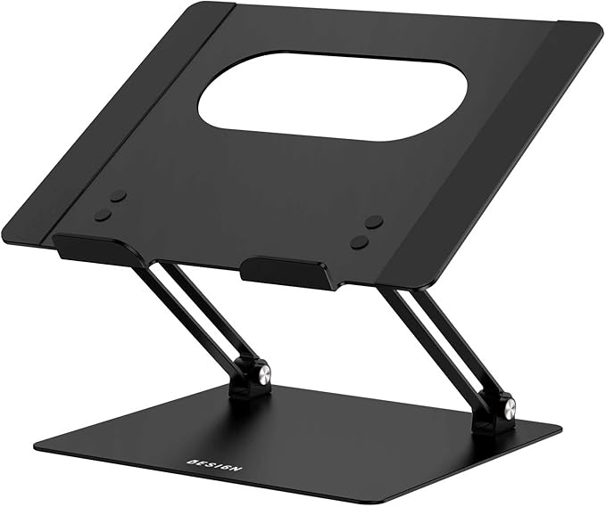 BESIGN LS10 Aluminum Laptop Stand, Ergonomic Adjustable Notebook Stand, Computer Holder Compatible with Air, Pro, Dell, HP, Lenovo More 10-14" Laptops, Black