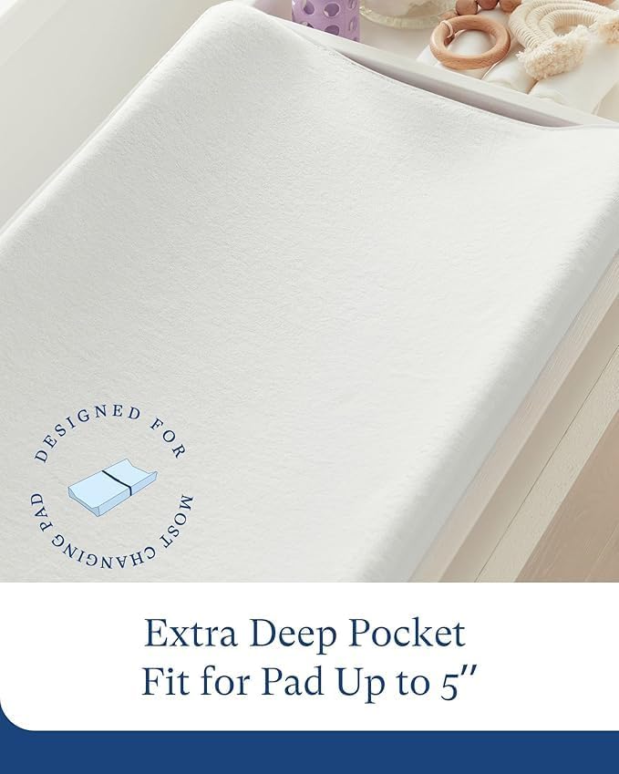 Supersoft Diaper Changing Pad Covers, 2-Pack Premium Bamboo Viscose Change Table Pad Covers for Baby Girls and Boys, Hypoallergenic Stretchy Changing Table Cover Sheets