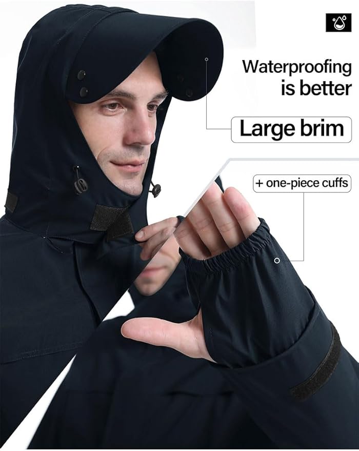 iCreek Rain Suit Waterproof Jacket with Pants 2 Pieces Breathable Lightweight Packable Raincoat with Hooded Rain Gear Unisex