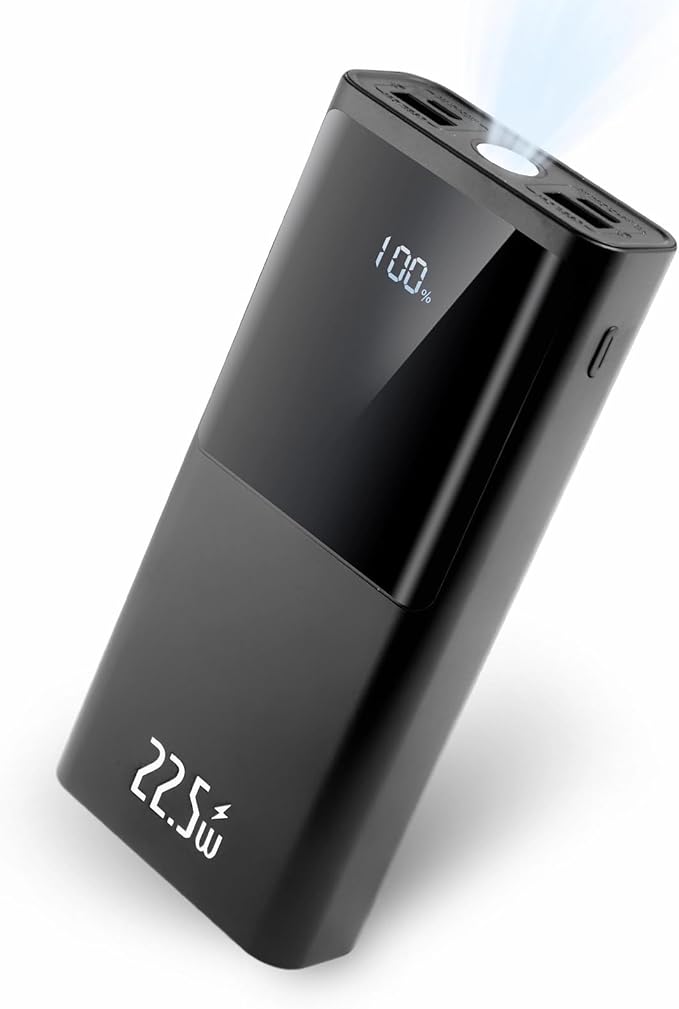 20000mAh Power Bank Portable Charger 22.5W PD Fast Charging USB C 3-Output External Battery Pack with Flashlight Travel Emergency Charger for iPhone 16/15/Pro, Samsung S23/Galaxy, iPad etc Aluminum