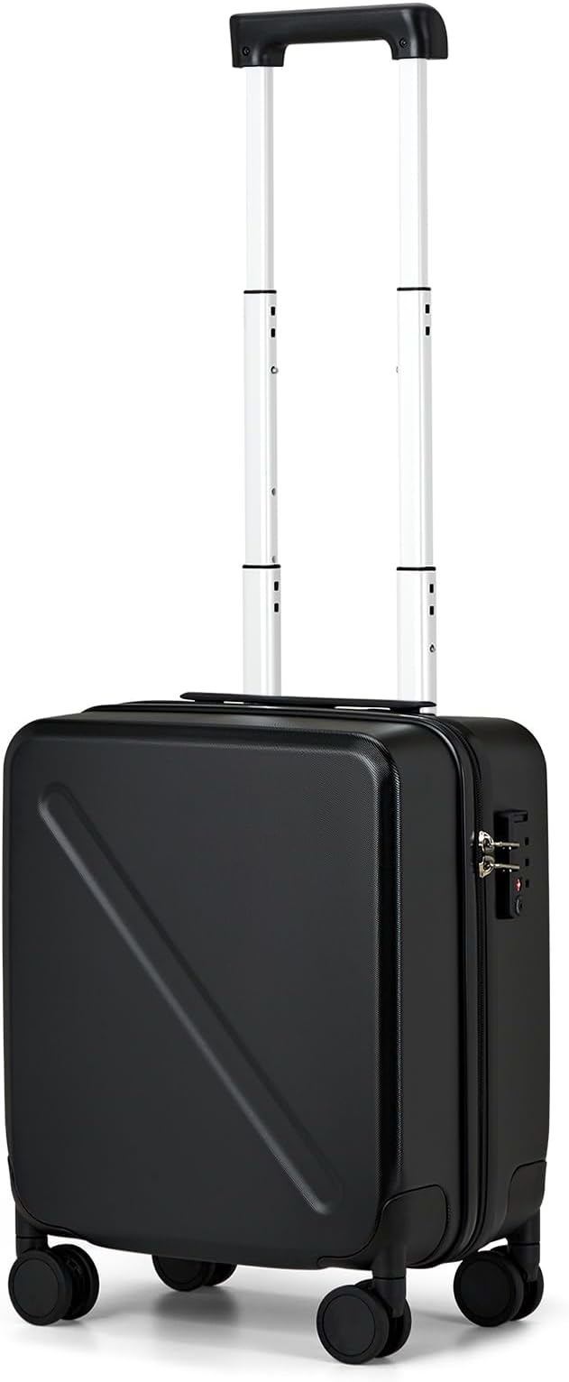 MILADA 16 Inch Underseat Carry On Luggage With Wheels Small Suitcase Underseat Carry On Bag Hard Case Luggage With TSA Approved Luggage Mini Travel Luggage Personal Item, Black
