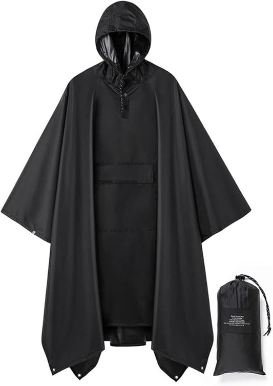 salamra Hooded Rain Poncho Waterproof Raincoat Jacket for Men/Women/Adults with Pocket