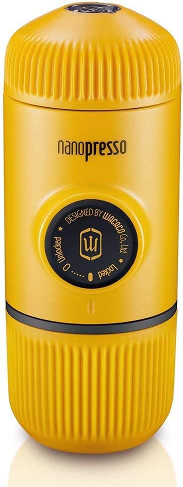 WACACO Nanopresso Portable Espresso Maker, Upgrade Version of Minipresso, 18 Bar Pressure, Mini Travel Coffee Machine, Manually Operated, Perfect for Camping and Hiking, Yellow