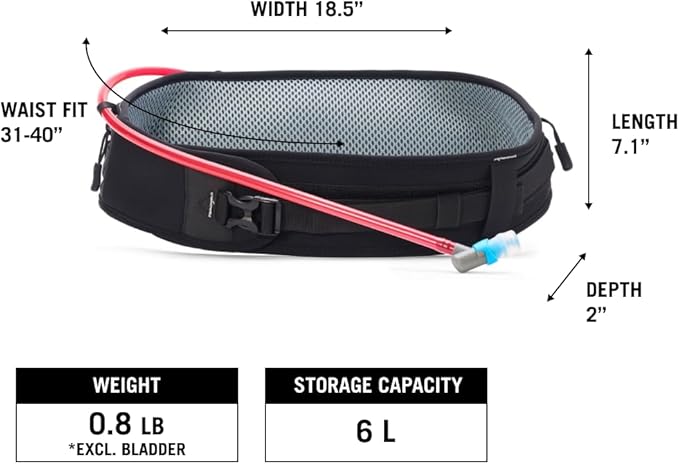 USWE Zulo Hydration Hip Pack - with Organizer and Side Pockets, Bounce Free Hip Belt (6L, Yellow)