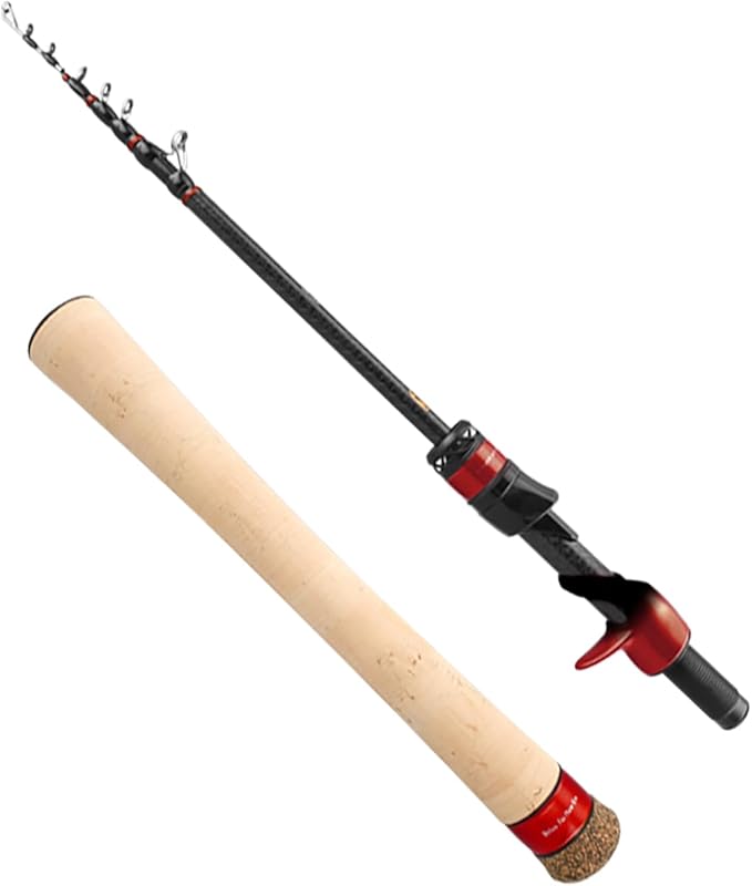 PURELURE Travel Telescopic Fishing Rods, Short Collapsible Fishing Pole Spinning Casting, 24+30 Ton Carbon Fiber, GUJI New O-Ring, Detachable Cork Handle, Multi-Action Guide Ring System