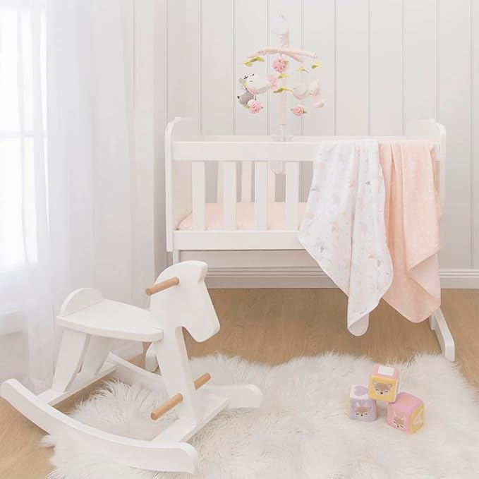 Living Textiles Baby Musical Mobile - Ava Birds | Crib Toy, Knitted Woodland Characters, Nursery Decor, Calming Soother with 12 Lullabies Essential and Perfect Toy for Boys Girls