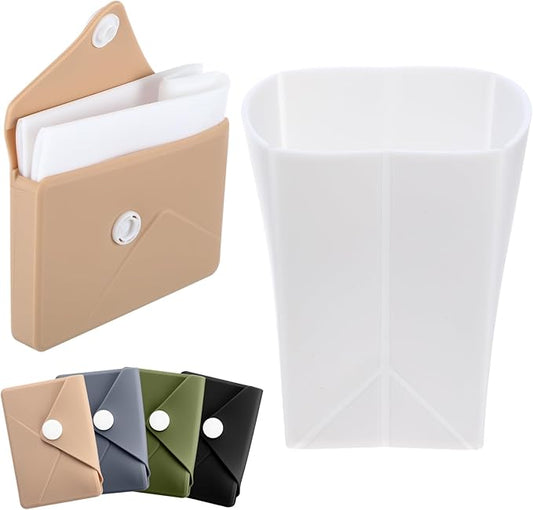 LemonRoad Silicone Folding Camping Cup Card Design Collapsible Silicone Travel Cup Waterproof 250 ml for Camping Outdoors International Travel (Light Brown)