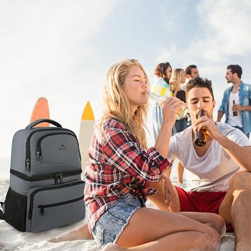 MATEIN Cooler Backpack, 26 Cans Insulated Lunch Backpack for Men Women, Leakproof Double Layer Lunch Cooler Bag Lightweight Soft Lunch Backpack with Cooler Compartment, Beach Camping Hiking Beer Gifts