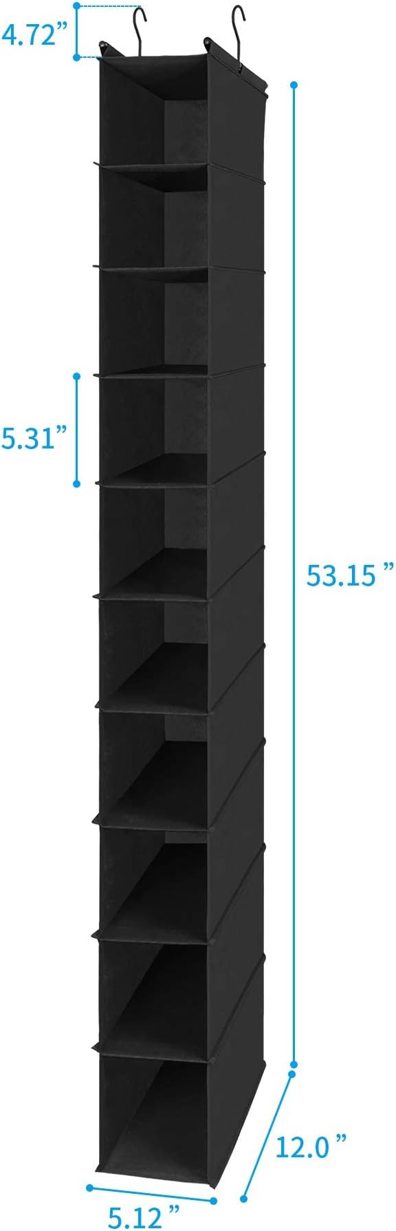 MAX Houser 10-Shelf Hanging Shoe Shelf Organizer, Hanging Shoe Storage for Closet (Black)