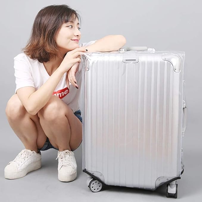 0.4mm Thick Transparent PVC Luggage Protector Cover Set, Waterproof TSA Approved Luggage Covers for Suitcase, Clear Suitcase Covers for 19-29 Inch Spinner Luggage