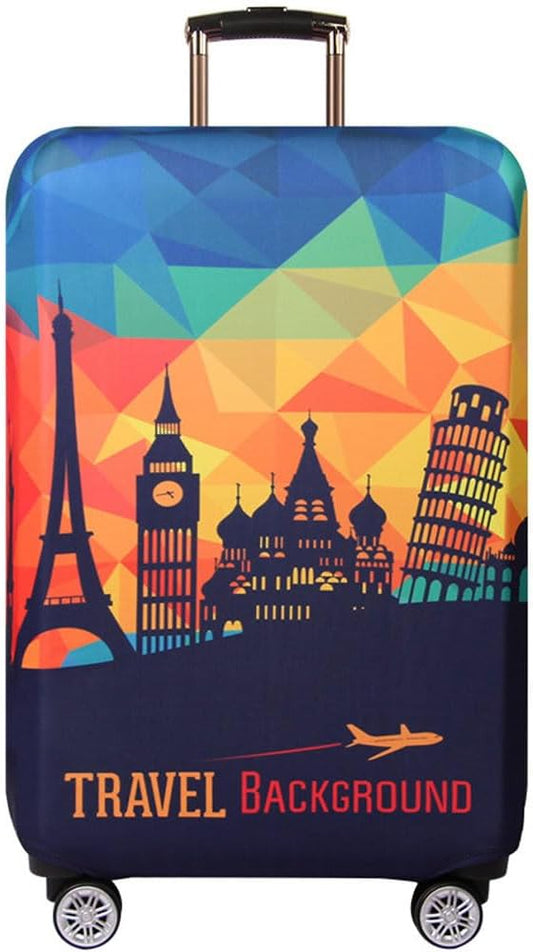 MosaiRudo Thicker Luggage Cover Elastic Suitcase Cover Protector Fits 18-32 Inch Suitcase Travel Accessories (Travel-4, XL)