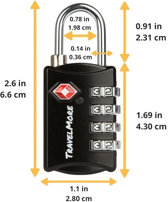 3 Pack TSA Luggage Locks with 4 Digit Combination – Heavy Duty Set Your Own Padlocks for Travel, Baggage, Suitcases & Backpacks - Black