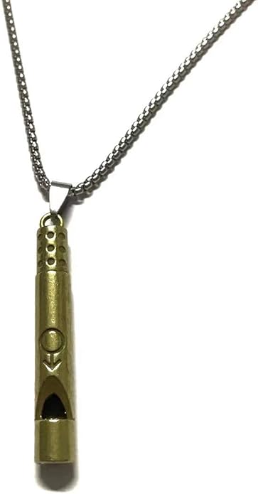 Emergency Survival Whistle Pendant Necklace for Men Women, Titanium Steel Loud Coach Whistle Necklace with Chain, Portable Keychain Whistle for Life Saving, Hiking, Camping and Pet Training